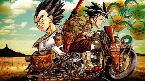 goku_motorcyle_vegeta_shenlong_dragon_ball_alternative_art goku motorcycle vegeta shenlong dragon ball alternative art