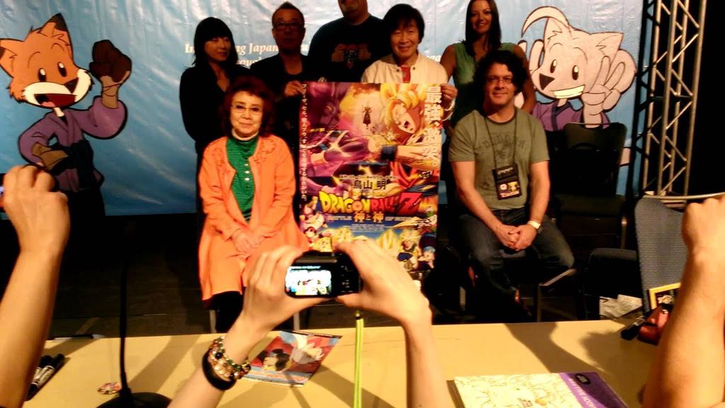 'Video thumbnail for Dragon Ball Z Battle of Gods Cast at Animazement with Poster'