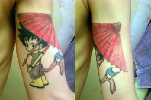 goku tattoo child bird umbrella dragon ball