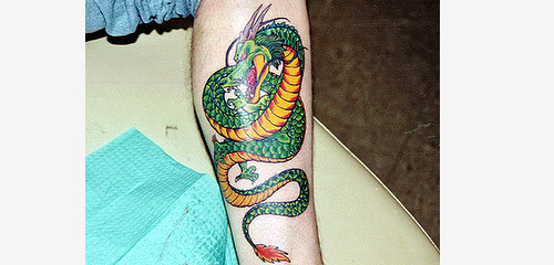 shenron dragon ball tattoo leg dbz