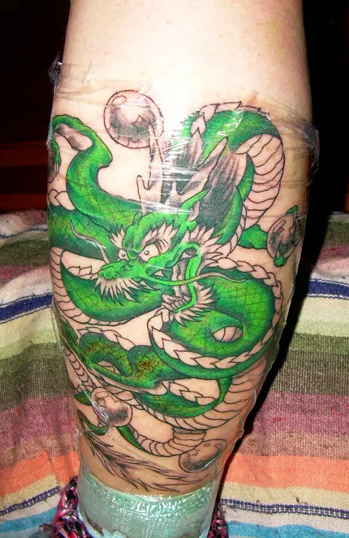 dragon ball leg tattoo shenron