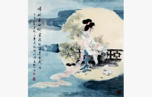 Chang'e Moon Goddess and White Rabbit