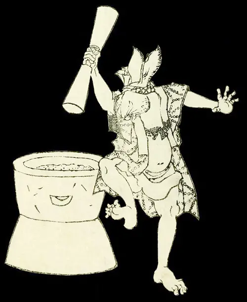 rabbit making elixir in Japanese culture scroll