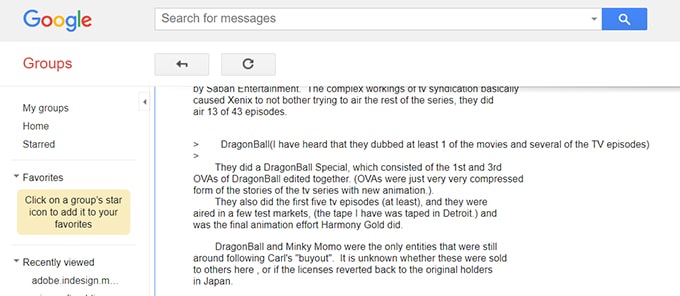 google groups usenet dragon ball anime harmony gold dub