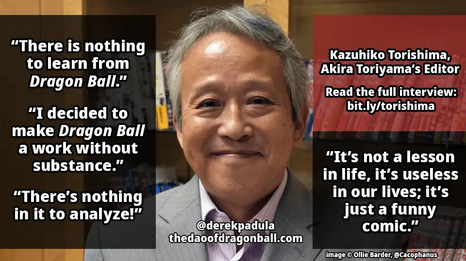 kazuhiko torishima says there's nothing to learn from dragon ball