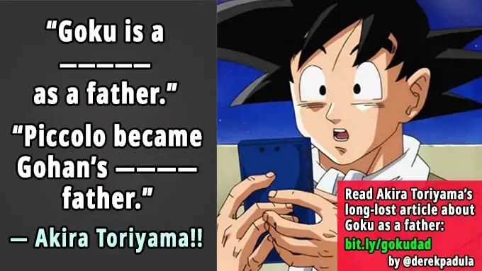 goku is a disaster as a father, says akira toriyama