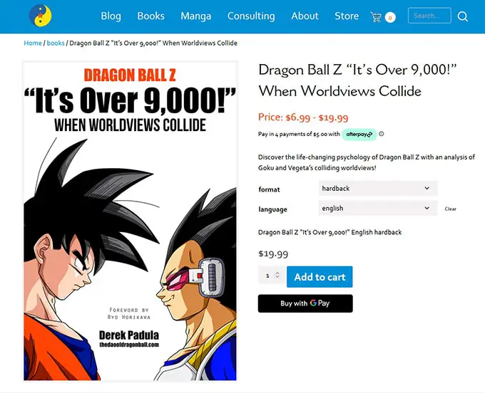 e-commerce store added to the dao of dragon ball site