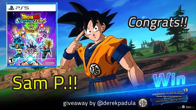 dragon ball sparking zero giveaway by dragon ball scholar derek padula win screen goku