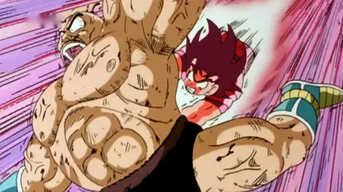 Goku Kaio Ken Punches Nappa