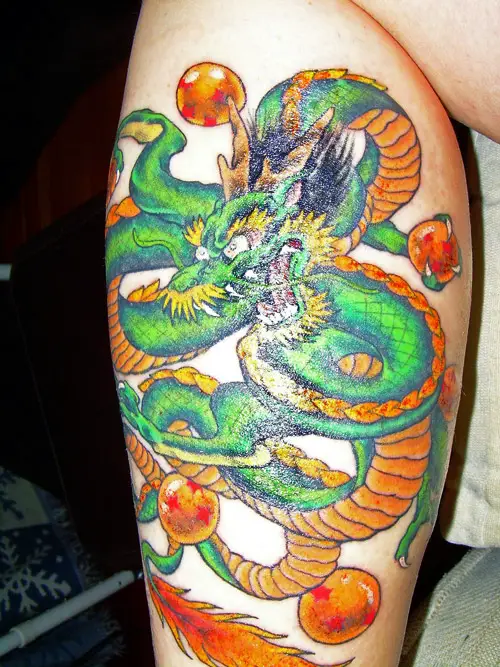 dragon ball leg tattoo shenron dbz