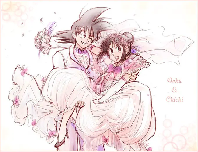 goku chi-chi wedding dragon ball love