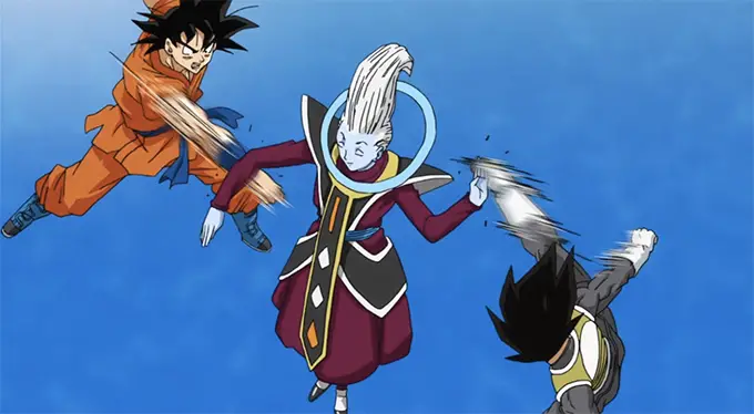 goku and vegeta training with whis in dragon ball super